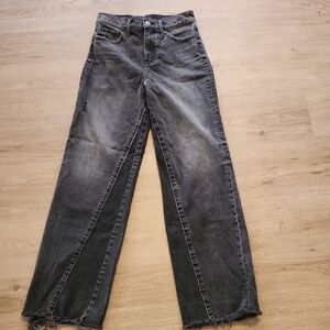 Women's Black Washed High-Rise Wide-Leg Jeans